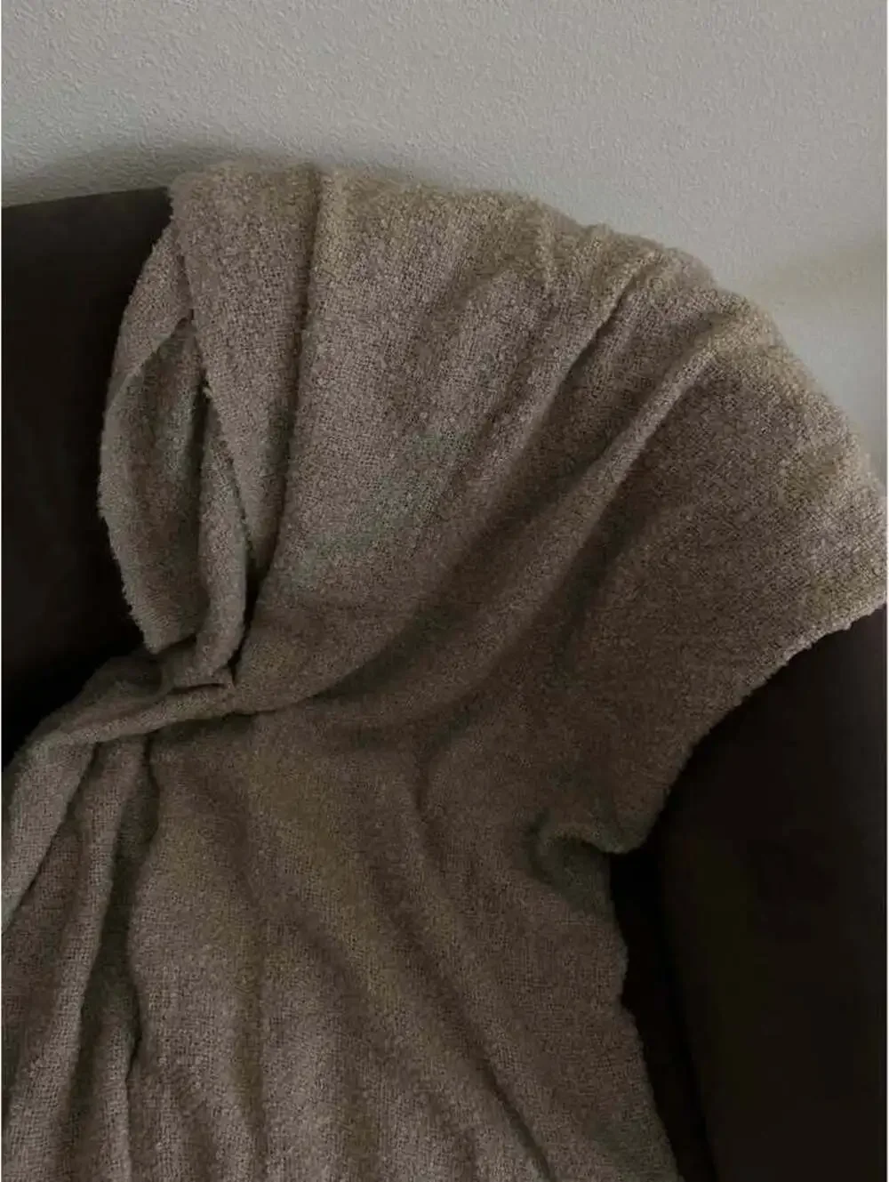Beige boucle throw blanket